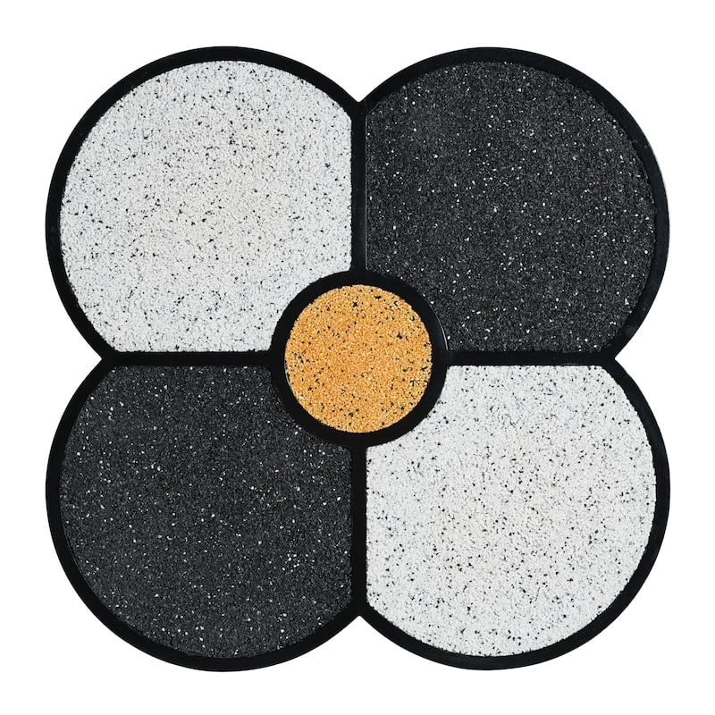 Unique Four-Leaf Clover Side Table for Living Room, Bedroom - Decorative Accent Table with Wood-Grain Base