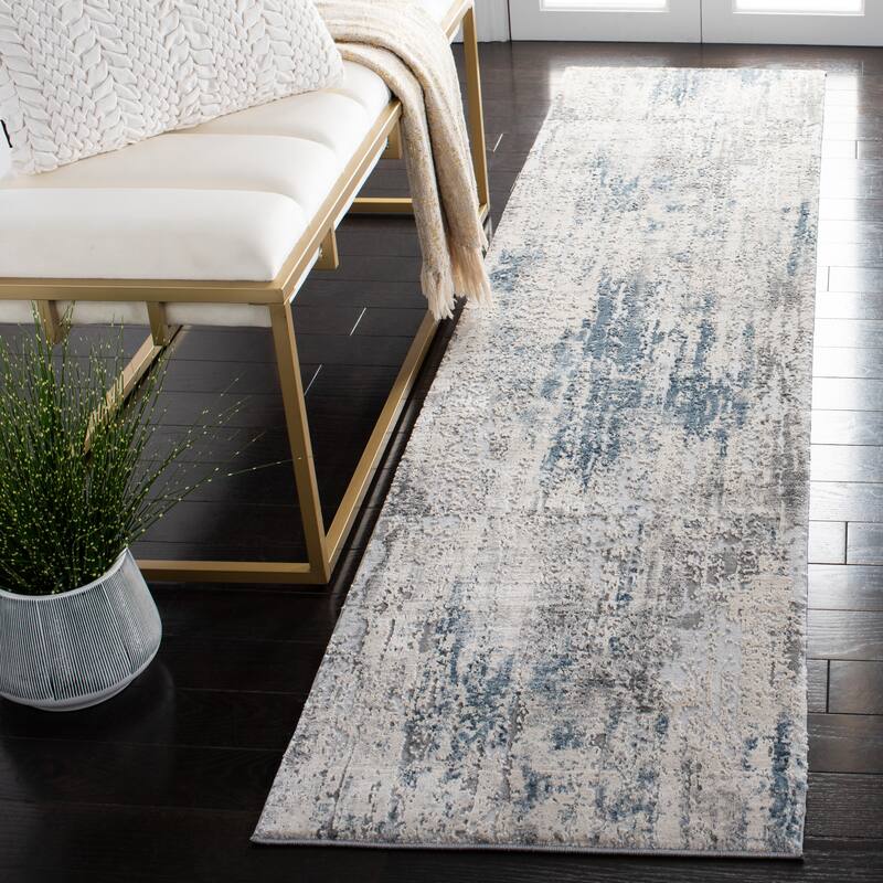 SAFAVIEH Invista Nolwen Contemporary Abstract Rug - 2' x 8' Runner - Grey/Blue