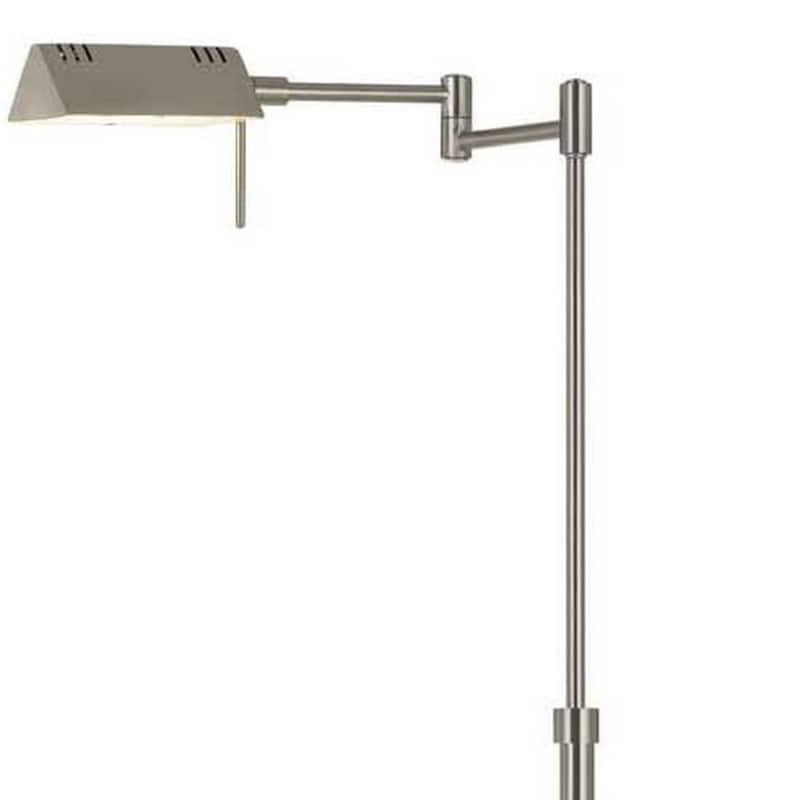 61" Nickel Metal Adjustable Swing Arm Floor Lamp With Gray Shade - 21.25" x 10" x 61"