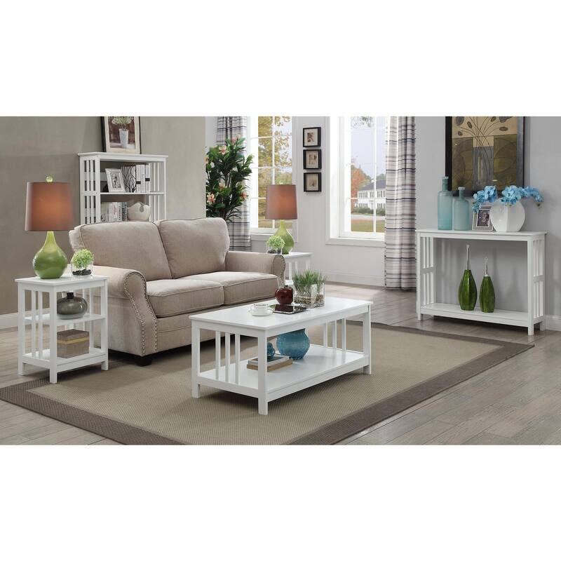 End Table with Smooth Top Surface and Open Shelves, Transitional Storage Accent Side Table for Living Room, Bedroom or Office