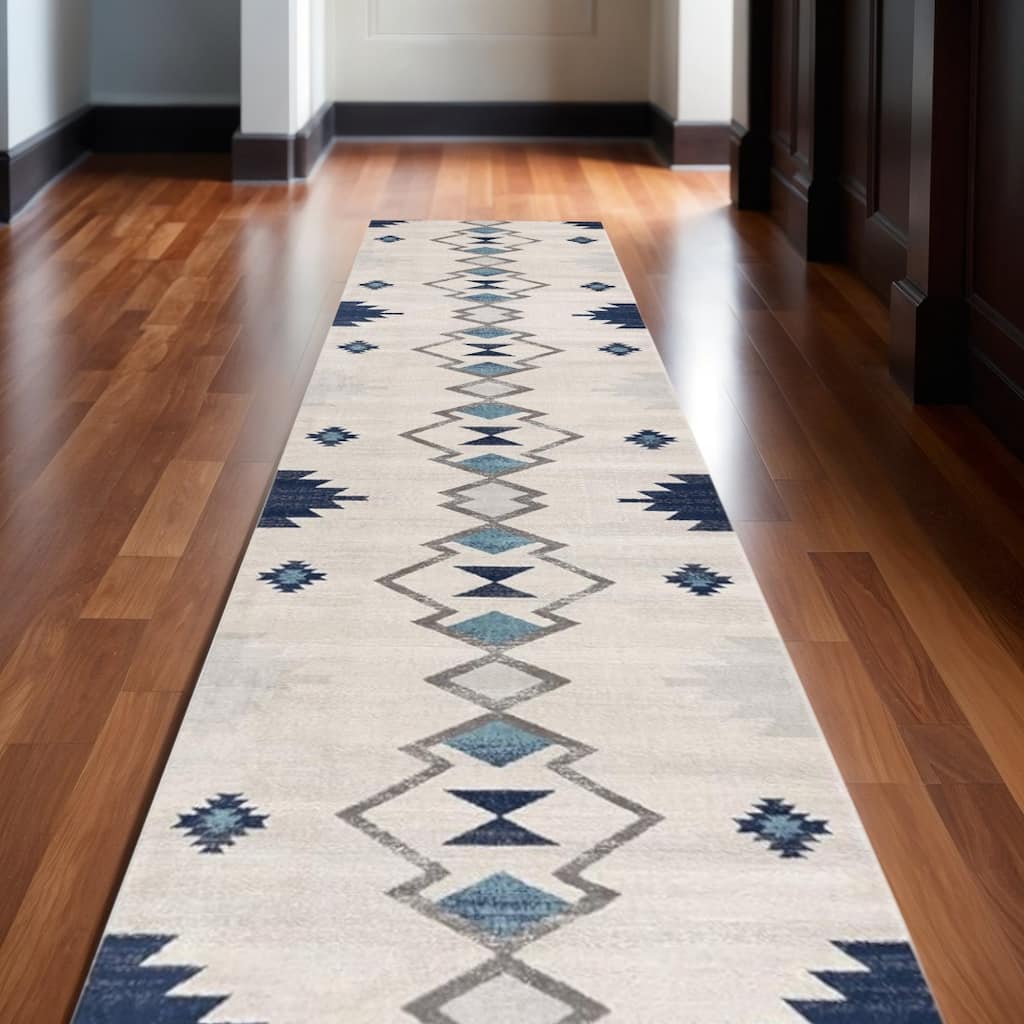 HomeRoots Abstract Modern Runner Area Rug