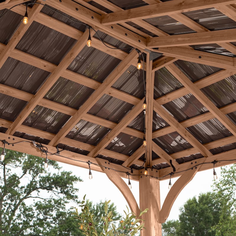Backyard Discovery Barrington 14x10' Cedar Wood Gazebo with Steel Roof