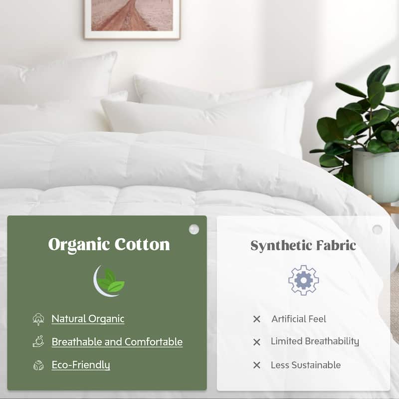 All Season 100% Organic Cotton Down Breathable Duvet Insert Medium Warmth Comforter