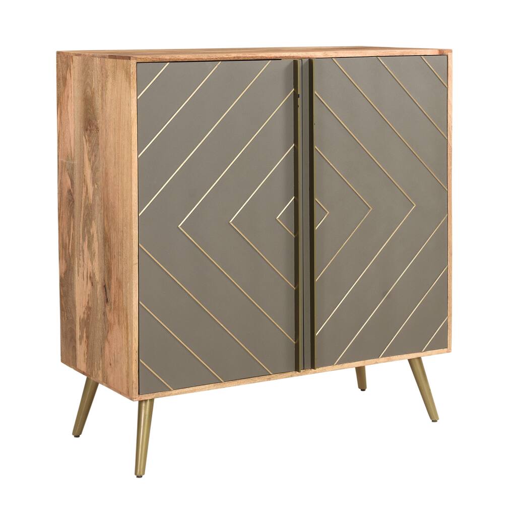 Somette Natural & Cement Grey Two Door Bar Cabinet