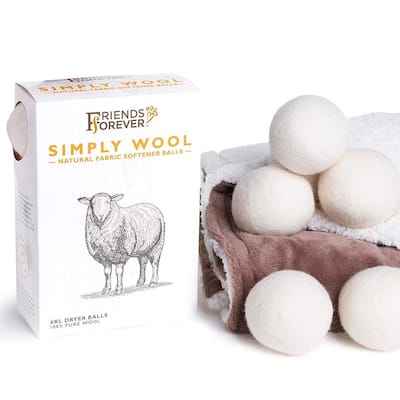 Friends Forever Reusable Wool Dryer Balls 6-Pack XL Size - Dia 3"