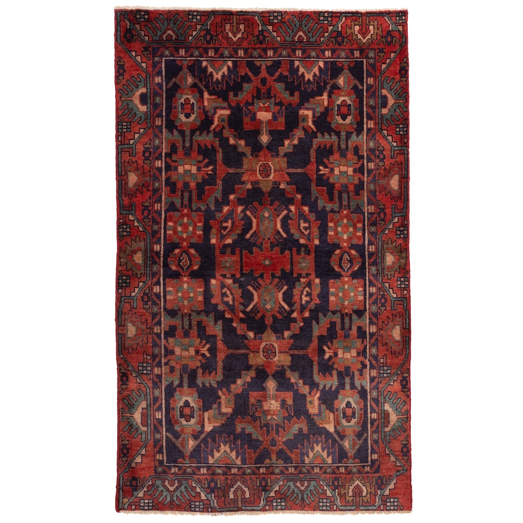 ECARPETGALLERY Hand-knotted Andelz Navy Wool Rug - 4'0 x 7'0