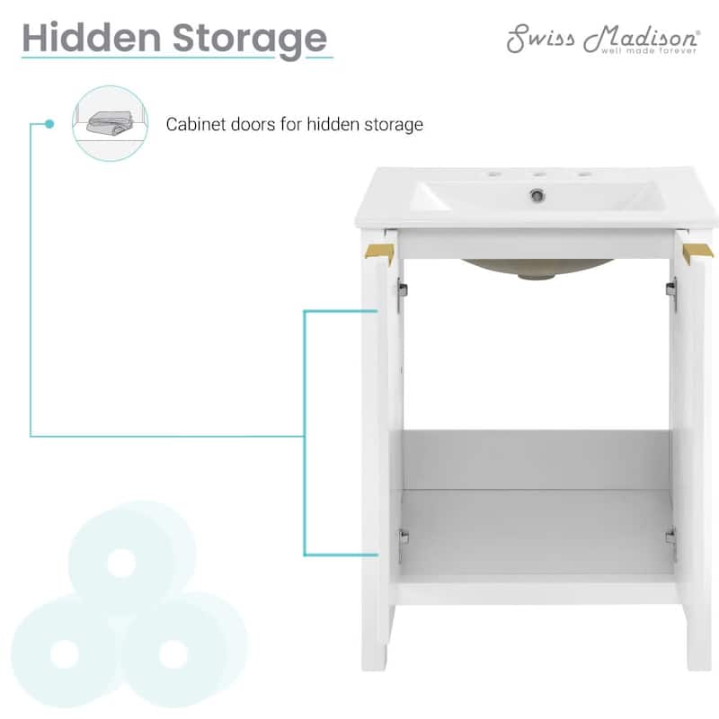 Swiss Madison SM-BV290-3 Bastille 24" Free Standing Single Basin