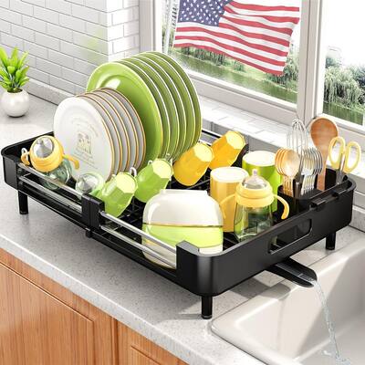 Dish Drying Rack Expandable Dish Rack for Kitchen Counter - 13.6"D x 19.7"W x 4.5"H