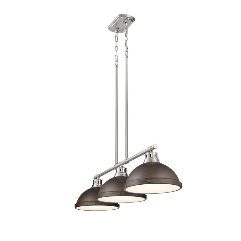 Yep by Golden Lighting Duncan 3-light Island Light in Pewter and Rubbed Bronze shade