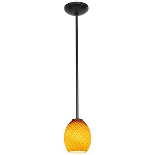 Access Lighting Brandy FireBird - E26 LED Rod Pendant - Oil Rubbed Bronze Finish - Amber FireBird Glass Shade