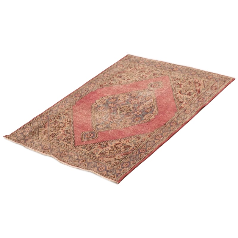 ECARPETGALLERY Hand-knotted Antalya Vintage Red Wool Rug - 3'3 x 4'9