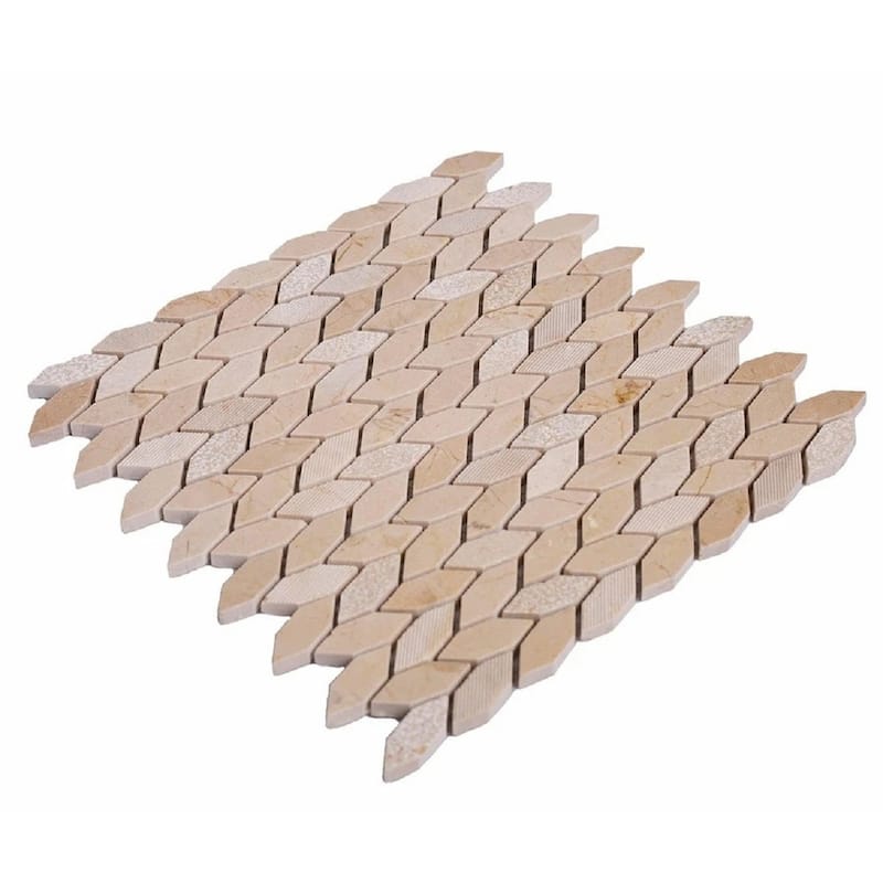 Apollo tile 12 x 12 Sparta Polished etched Beige Crema Marfil Marble Tile (4.92 sq ft/case) - 5 Pack