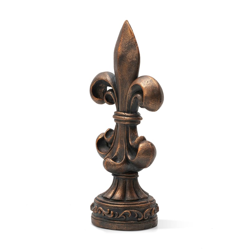 MgO Bronze French Holiness Fleur De Lis LYS Garden Statue Coastal Sculpture by Glitzhome