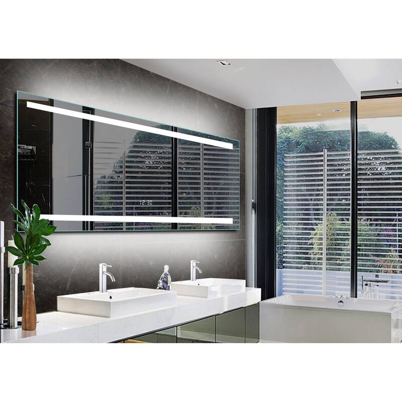 Miseno 64" W x 28" H Rectangular Frameless Wall Mounted Mirror with