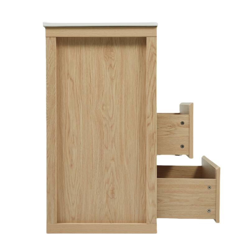 30"/60" Bathroom Vanity Set, Freestanding Bathroom Vanity Cabinet with Ceramic Sink Basin & Drawers