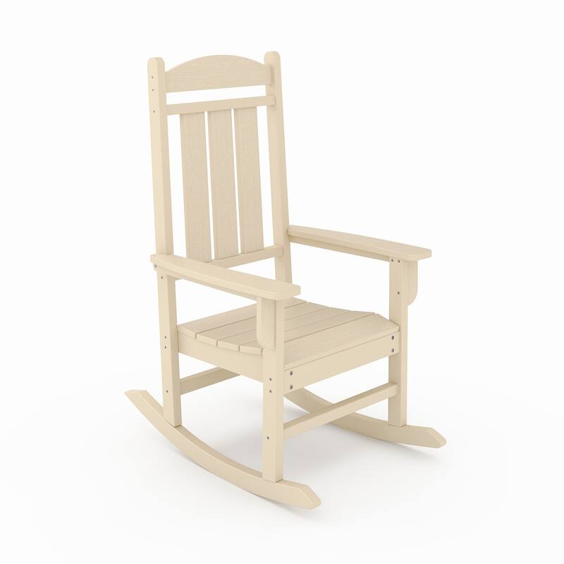 Pecan Traditional Porch Rocker - Classic Hdpe Poly Lumber For Porch (Excluding the table)