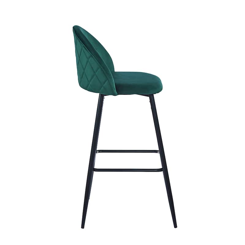 Porthos Home Eisele Bar Stools Set of 2, Velvet Upholstery, Steel Legs
