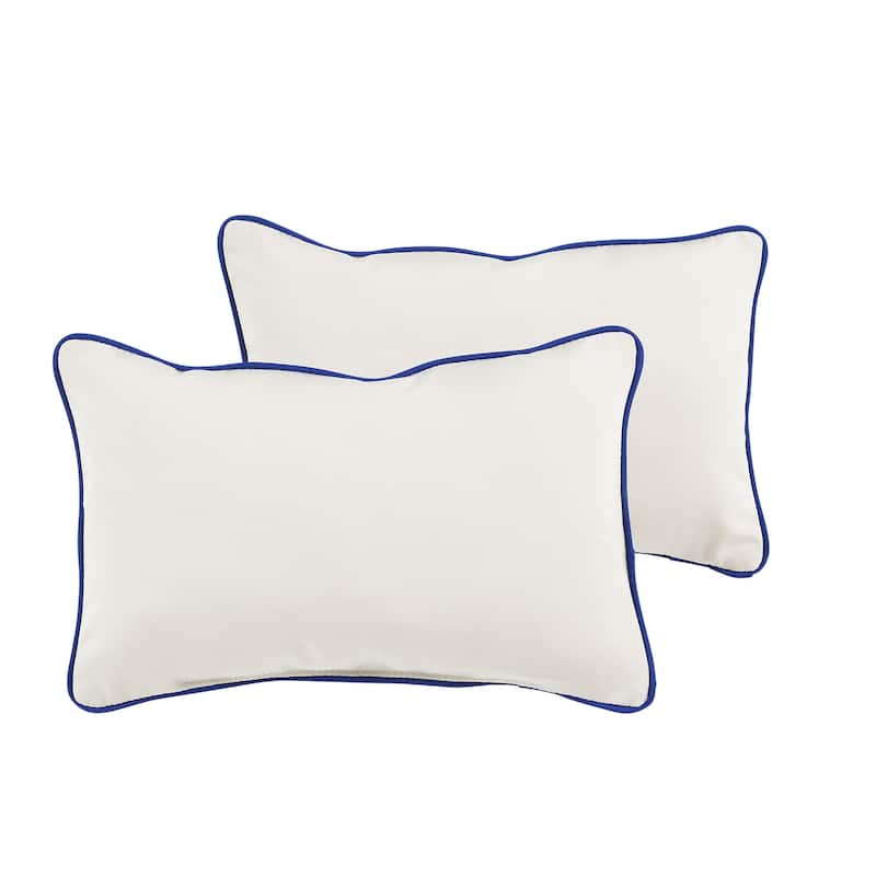 Sunbrella Canvas Natural/ Canvas True Blue Indoor/ Outdoor Pillow Set - 12 in x 24 in