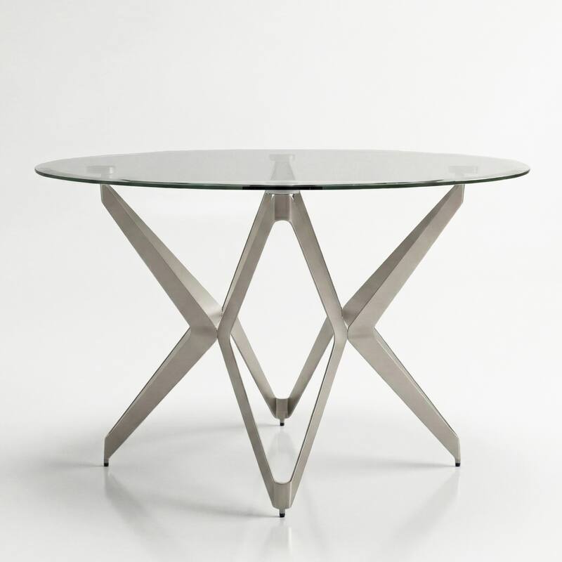 Furniture of America Wilch Modern 48-inch Glass Top Round Dining Table