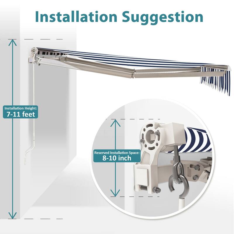 MCombo10x8Feet Manual Retractable Patio Door Window Awning Sunshade Shelter Outdoor Canopy