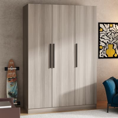 70." H x 47.2" W Wardrobe Cabinet Armoire Three Doors In White Closet