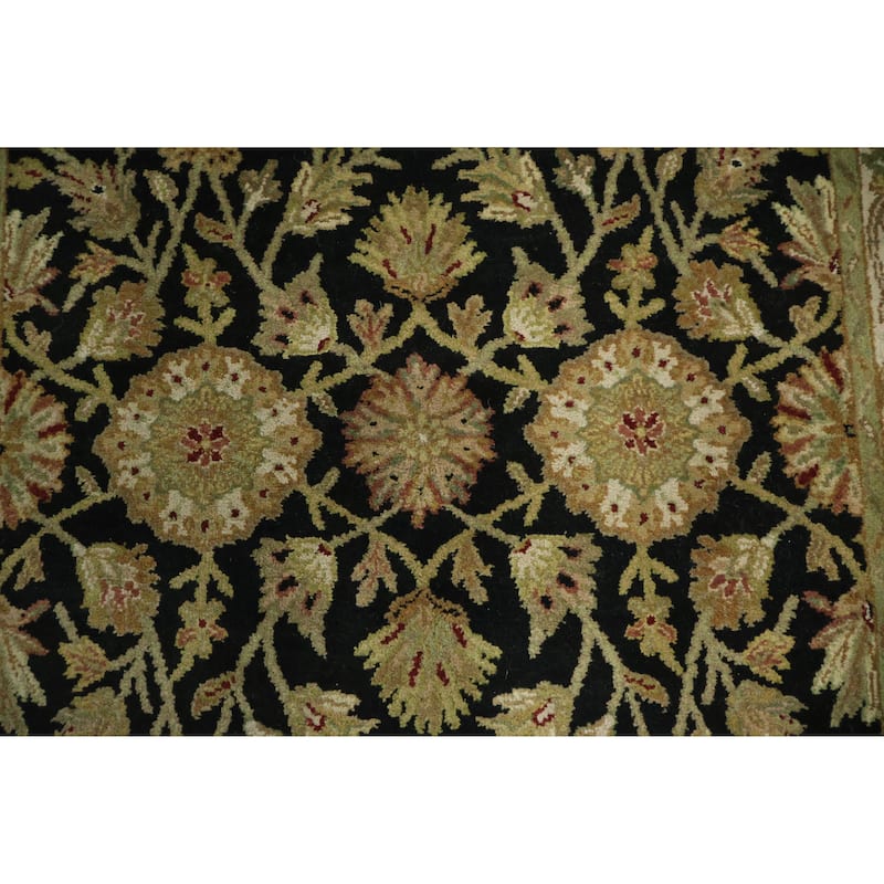 Hand Knotted Oriental 100% Wool Carpet Traditional Floral Black Agra Area Rug - 6' 4'' X 4' 1''