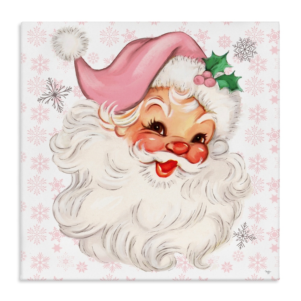 Stupell Pastel Vintage Jolly Santa Canvas Wall Art Design By Mollie B.
