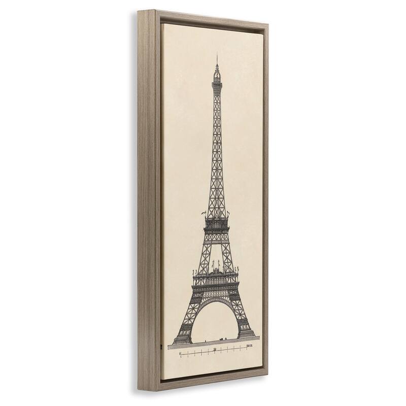 Stupell Parisian Tower Illustration Framed Floater Canvas Wall Art Design By Phillipa Katz