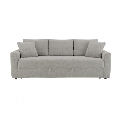 Boucle Fabric Upholstered Sofa with Pull-Out Sleeper Design in Gray