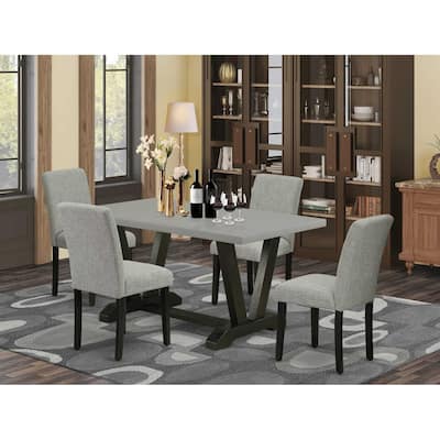 HomeStock 5-Pc Rectangle Natural Oak Finish Solid Wood Top Dining table with 4 Chairs