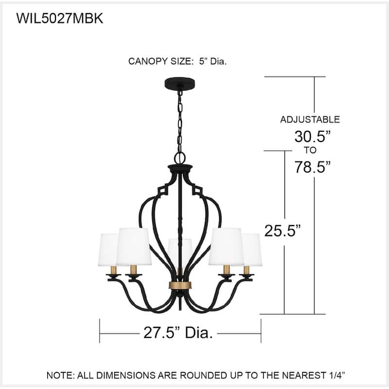 Wilkins 5-Light Matte Black Chandelier