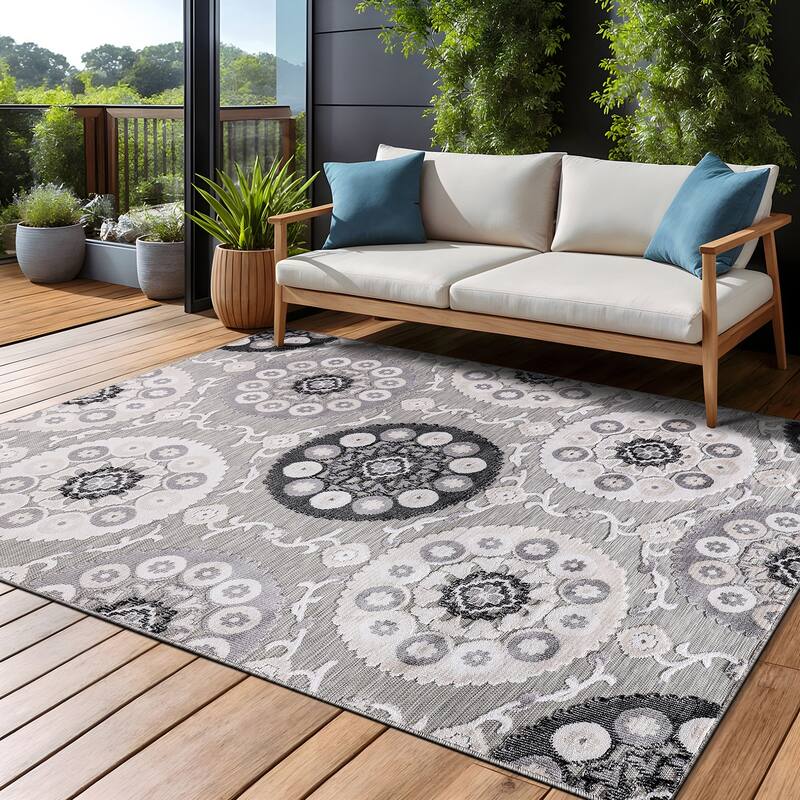 Beverly Rug Equator Medallion Bohemian Indoor Outdoor Area Rug
