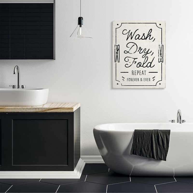 Stupell Charming Retro Laundry Wash Dry Fold Repeat Canvas Wall Art Design By Victoria Barnes