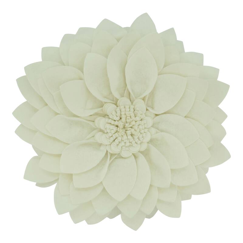 Felt Flower Design Throw Pillow - Ivory - 16"x16"