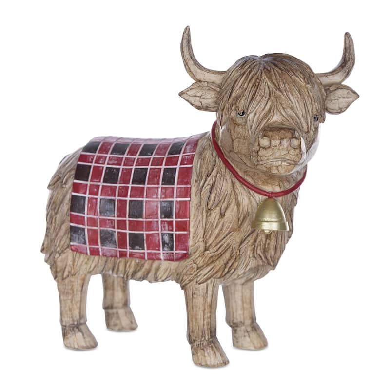Set of 2 Highland Cow Tabletop Figurines 7.75"