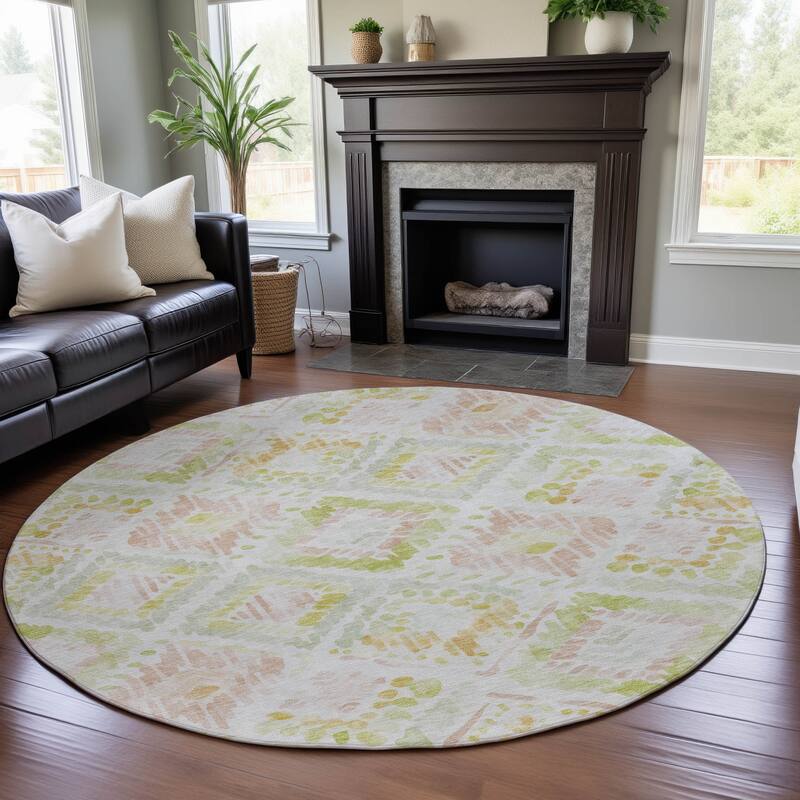 Premium Washable Super Soft Boho Watercolor Mayfield Rug - Pink - 8' x 8'