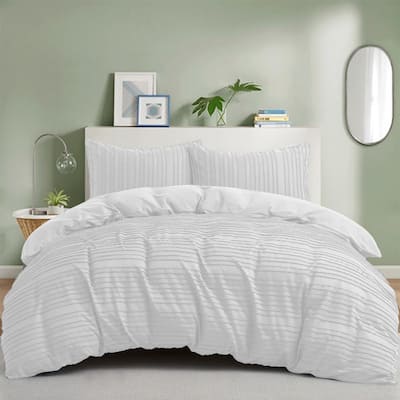 Striped Clipped Jacquard Duvet Cover Set