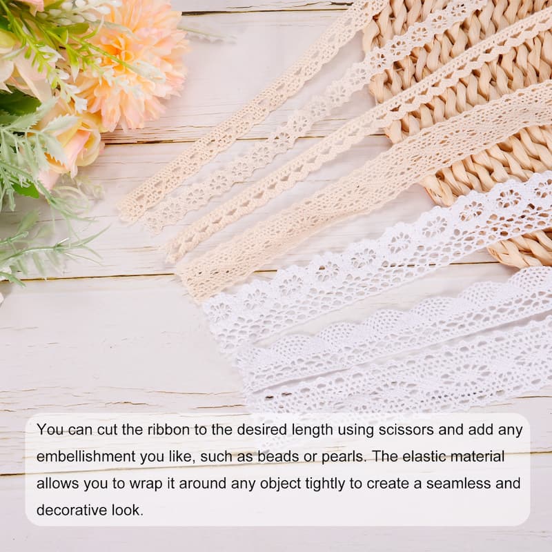 Lace Ribbon Cotton Lace Trim for Craft,Gift Wrappers,Headbands,Wedding - Beige