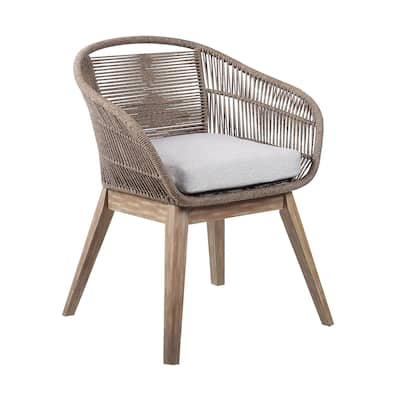 Solid Wood Outdoor Dining Armchair with Detachable Cushions Water-Repellent - 24” D x 27” W x 31” H