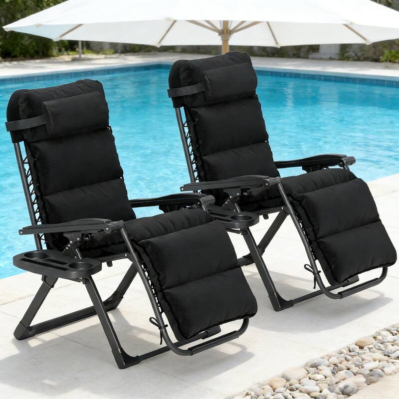 GDFStudio Outdoor Peregrine Steel Frame Folding Lounge Set with Cushioned Comfort