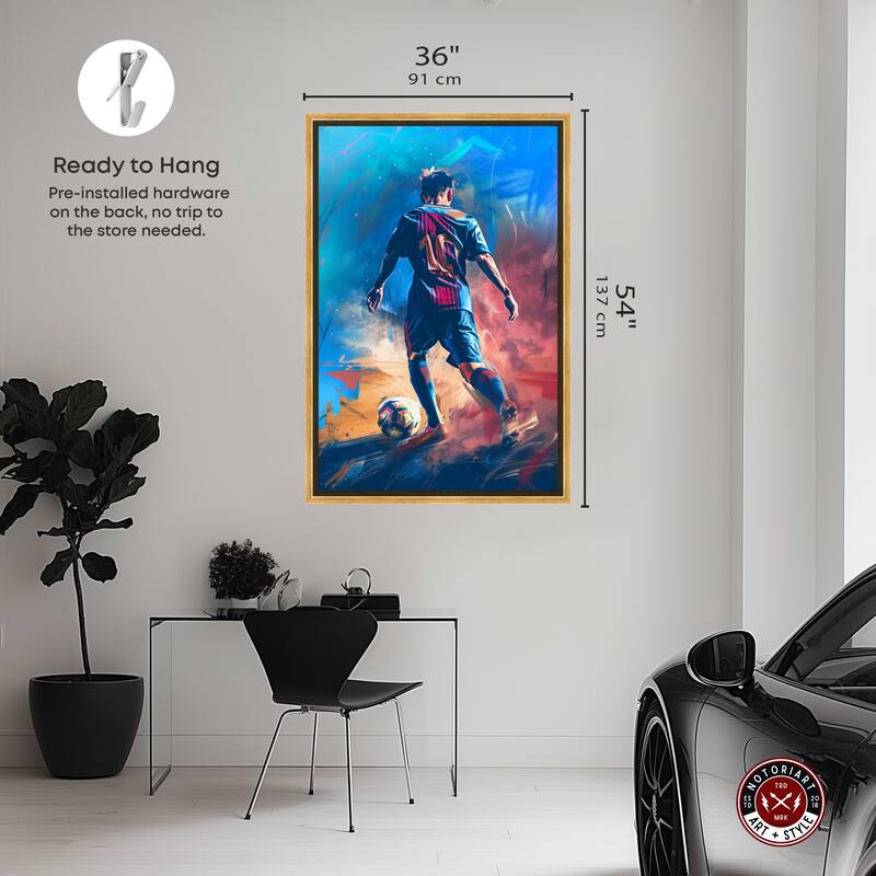 Notoriart Bold And Colorful Soccer Player Framed Soccer 1 Piece Canvas Wall Art