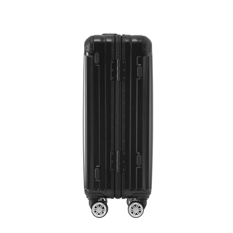24in Aluminum Frame Luggage with USB port, Vacation Carry-On Suitcase with Spinner Wheels and TSA Lock, Travel Trolley Case