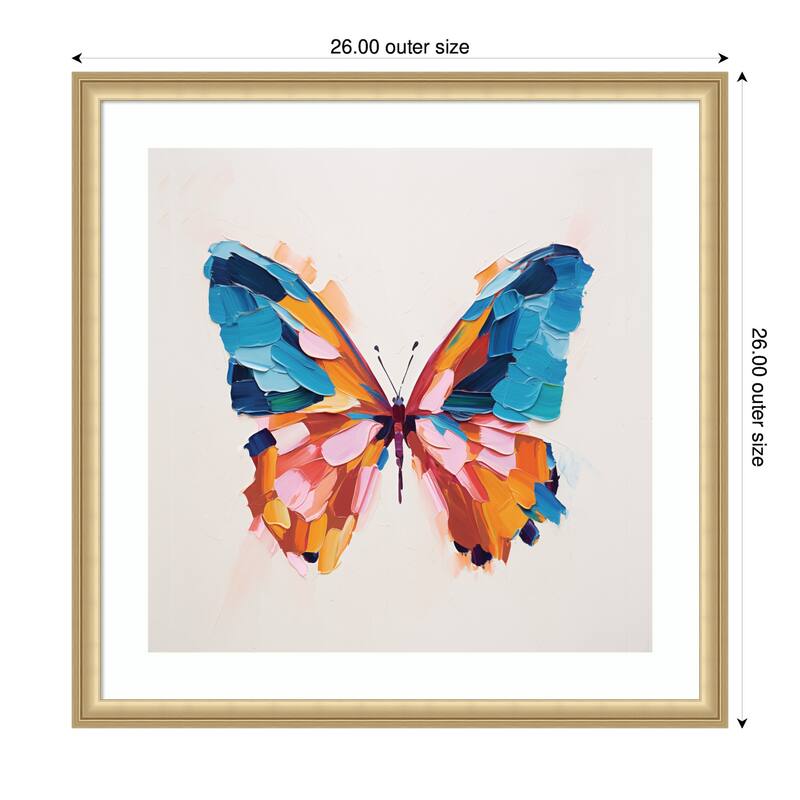 Kate and Laurel Framed Art Bold Colorful Brush Boho Butterfly by The Creative Bunch Studio