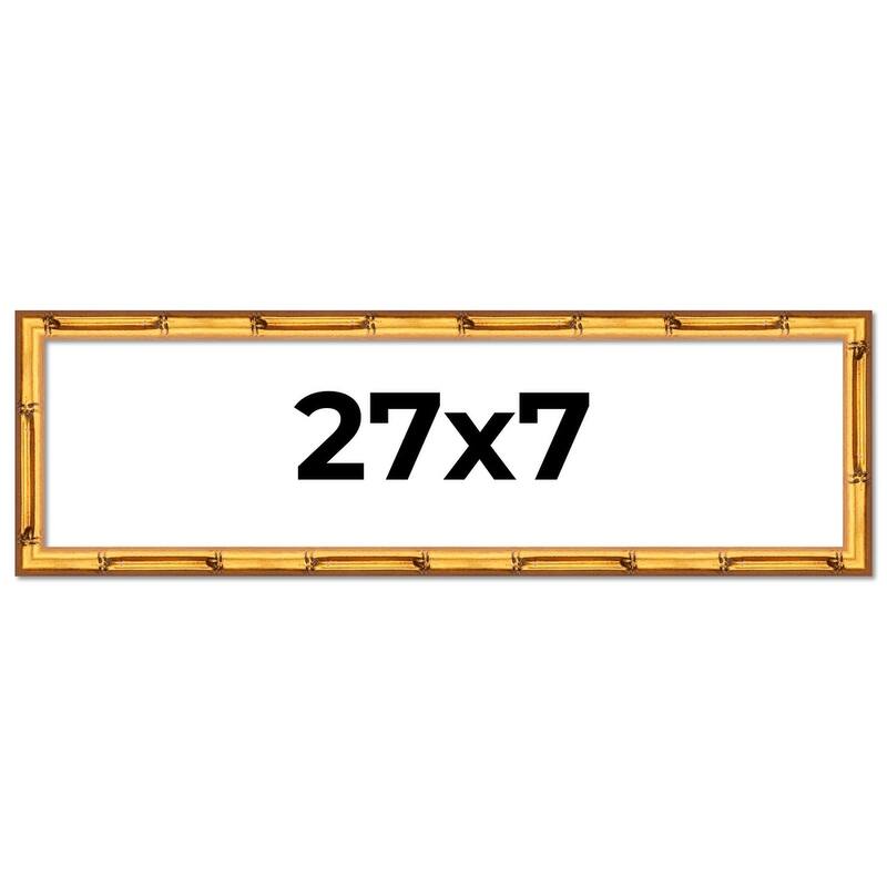 27x7 Frame Gold Bamboo Picture Frame Modern Photo Frame Includes UV Acrylic Shatter Guard Front Acid Free Foam Backing Board