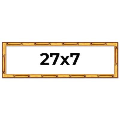 27x7 Frame Gold Bamboo Picture Frame Modern Photo Frame Includes UV Acrylic Shatter Guard Front Acid Free Foam Backing Board