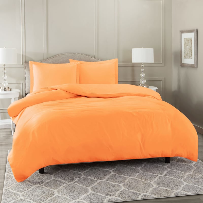 Nestl Ultra Soft Double Brushed Microfiber Duvet Cover Set with Button Closure - Apricot Buff Orange - California King