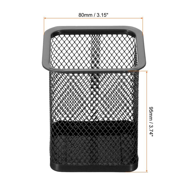 Mesh Pen Holder Pencil Holder Pencil Basket Pen Cup Organizer Square - 80 x 95mm - Black