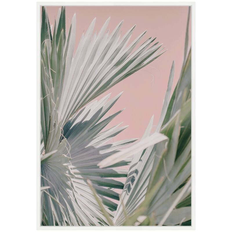 Kate and Laurel Sylvie Tropical Pink Bismarck Framed Canvas by Alicia Bock