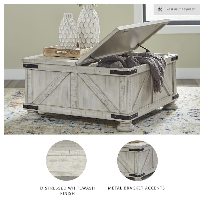 Signature Design by Ashley  Carynhurst Cocktail Table with Storage - 36"W x 36"D x 18"H