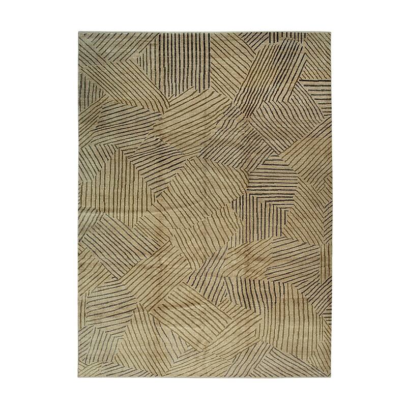 Brown Handmade Wool Ningxia Rug, 8' x 10', plush elegant floor accent - L